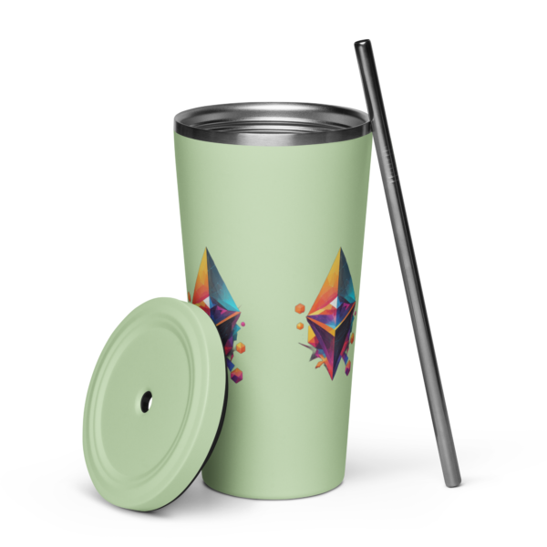 Insulated tumbler with a straw